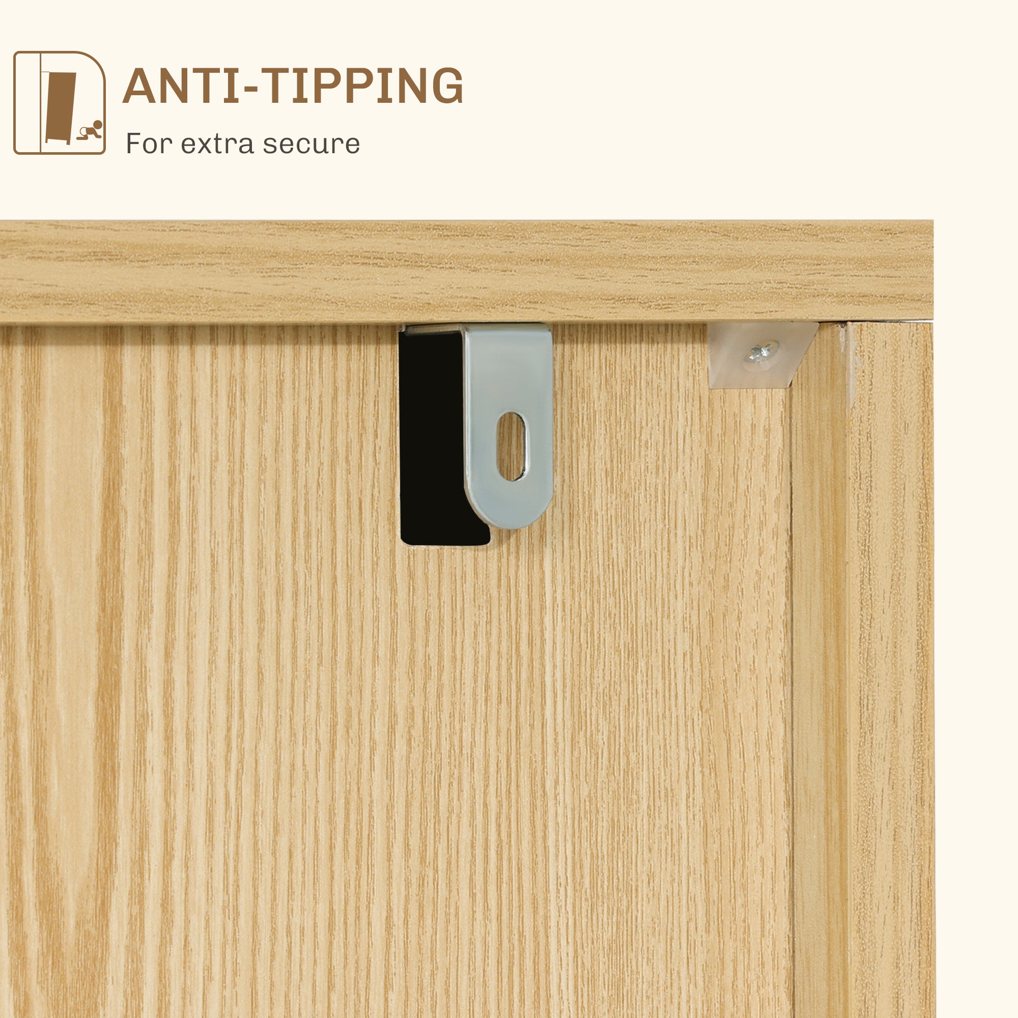 HOMCOM Kitchen Sideboard, Modern Storage Cabinet, Accent Cupboard with Adjustable Shelves, Natural