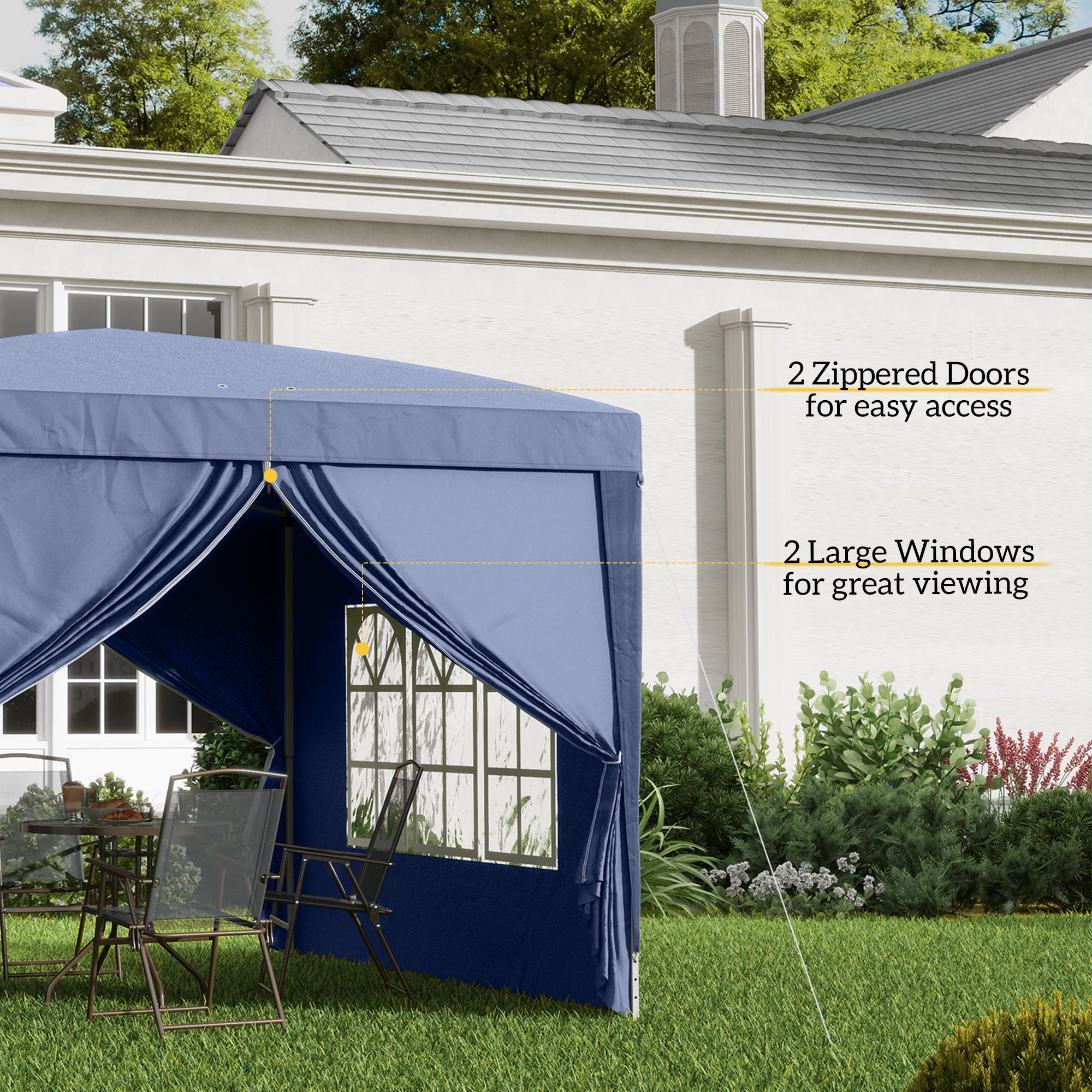 Outsunny 10'x10' Outdoor Pop Up Party Tent Gazebo Canopy with Carrying Bag (Blue)