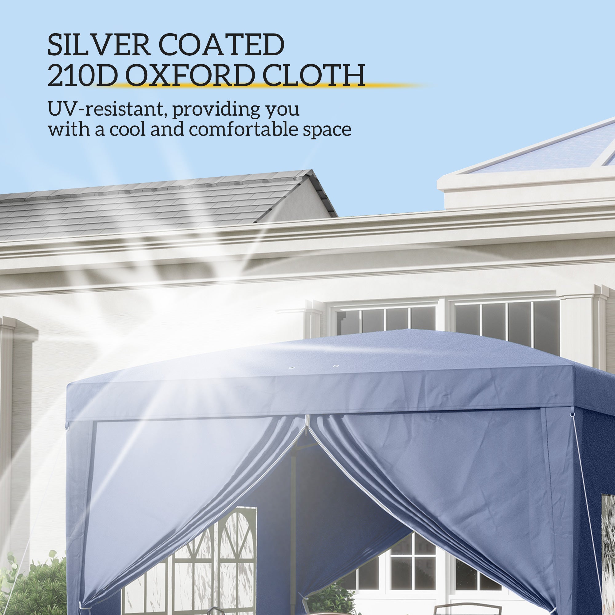 Outsunny 10'x10' Outdoor Pop Up Party Tent Gazebo Canopy with Carrying Bag (Blue)