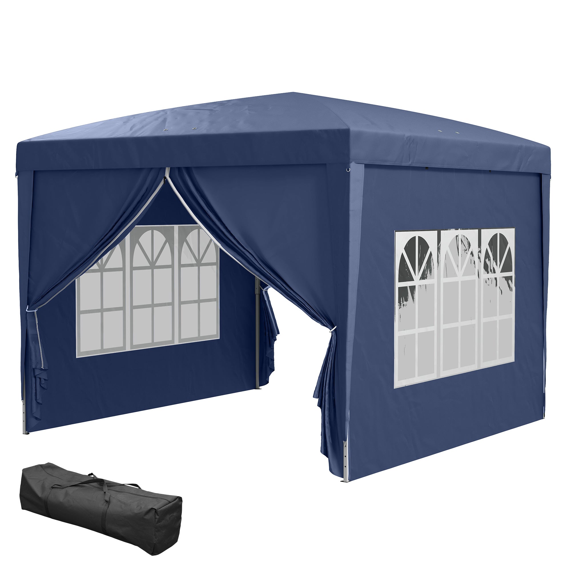Outsunny 10'x10' Outdoor Pop Up Party Tent Gazebo Canopy with Carrying Bag (Blue)