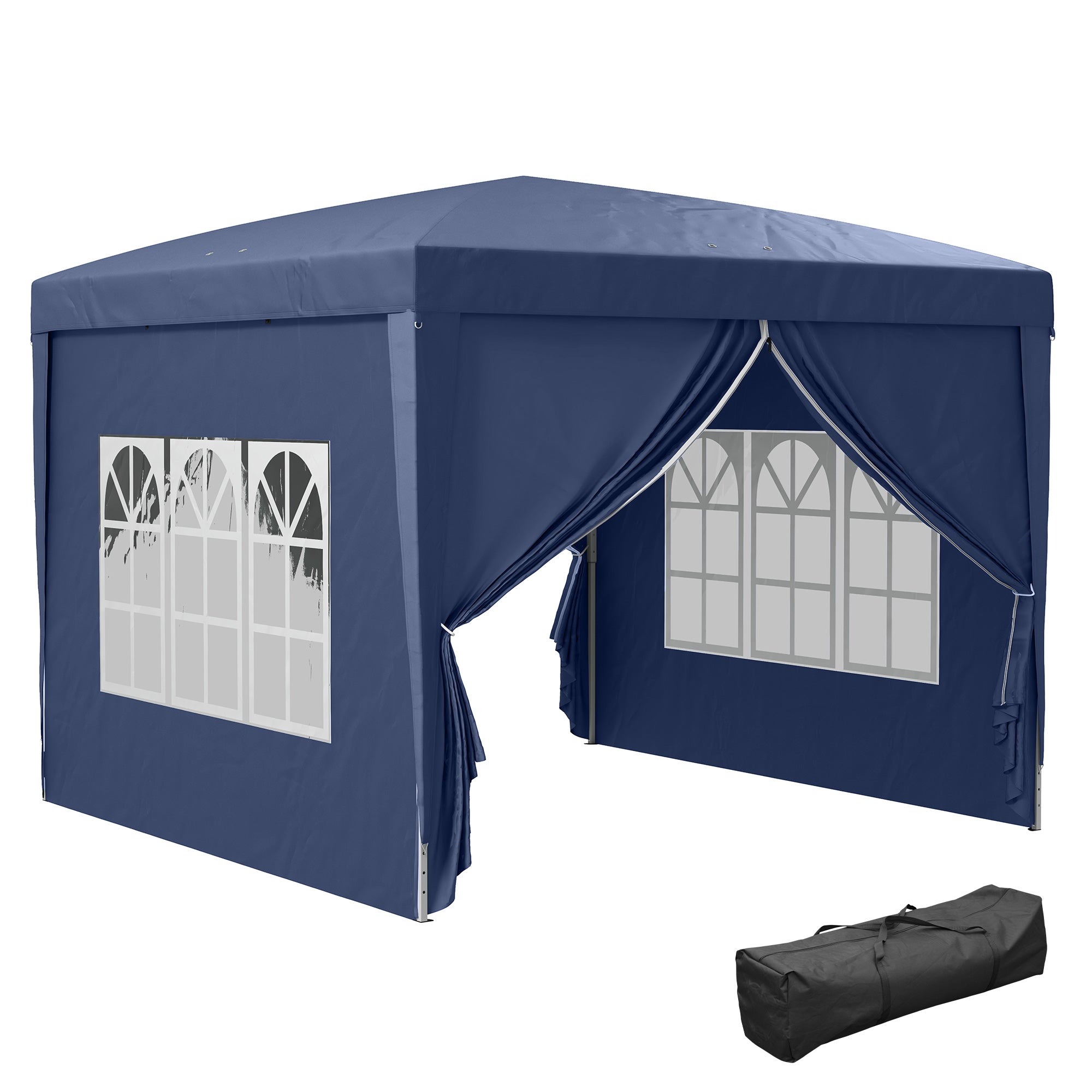 Outsunny 10'x10' Outdoor Pop Up Party Tent Gazebo Canopy with Carrying Bag (Blue)
