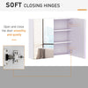 HOMCOM Wall Mount Medicine Cabinet with Mirror, Bathroom Mirror Cabinet Storage Organizer with Adjustable Shelf, Double Door Cupboard, Soft Closing, 27.5" x 23.5", White