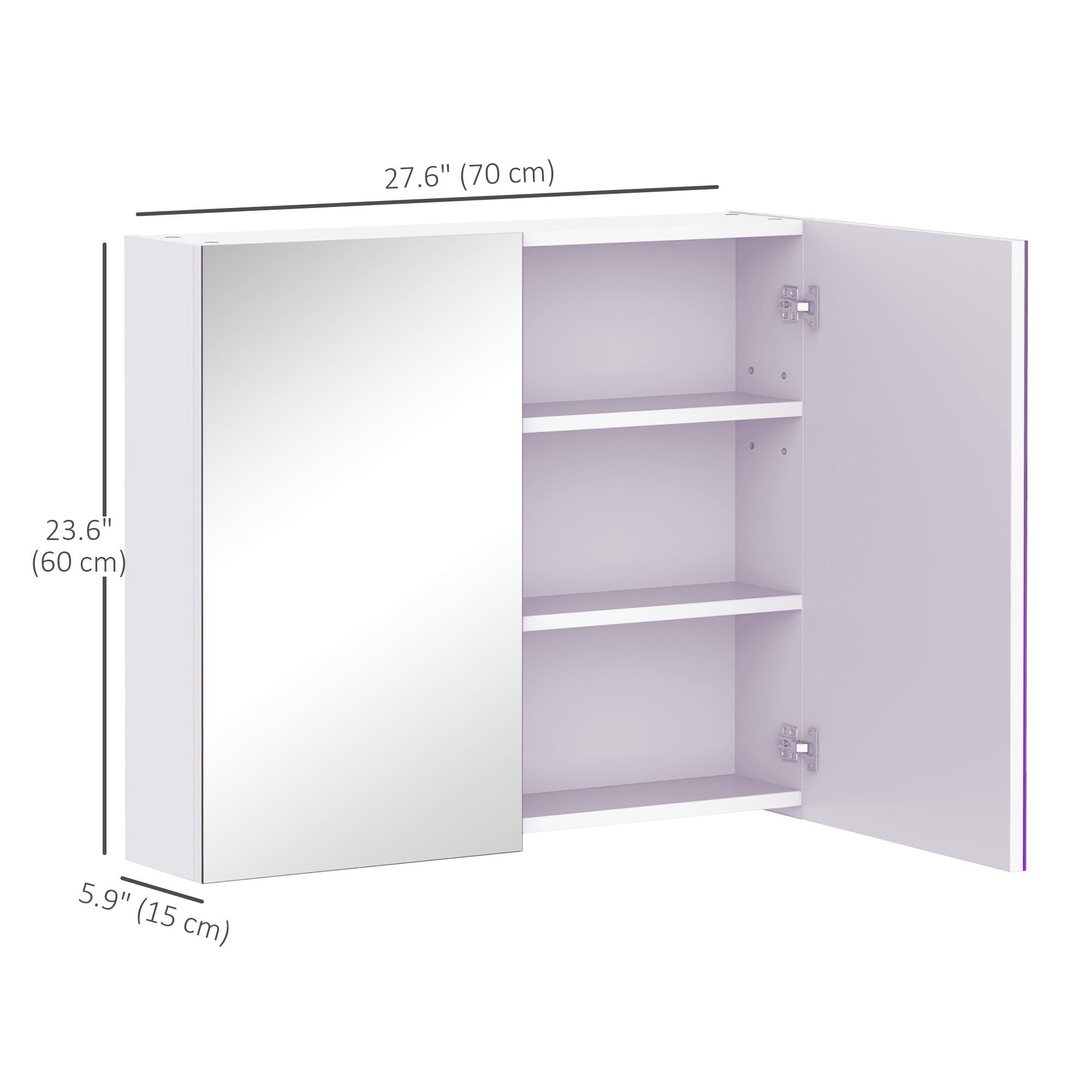 HOMCOM Wall Mount Medicine Cabinet with Mirror, Bathroom Mirror Cabinet Storage Organizer with Adjustable Shelf, Double Door Cupboard, Soft Closing, 27.5