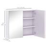 HOMCOM Wall Mount Medicine Cabinet with Mirror, Bathroom Mirror Cabinet Storage Organizer with Adjustable Shelf, Double Door Cupboard, Soft Closing, 27.5" x 23.5", White