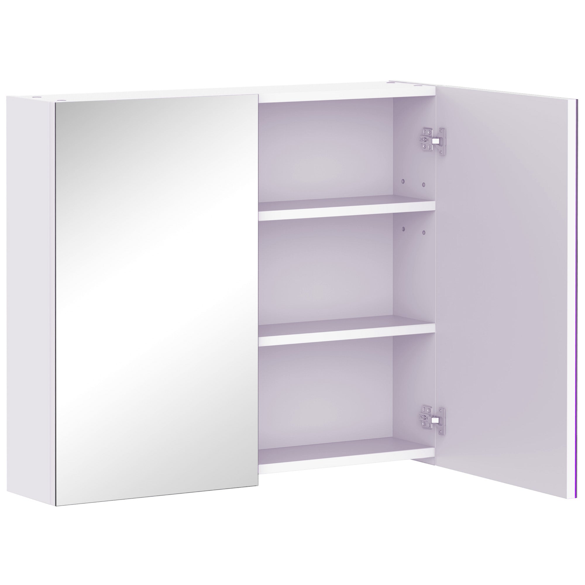 HOMCOM Wall Mount Medicine Cabinet with Mirror, Bathroom Mirror Cabinet Storage Organizer with Adjustable Shelf, Double Door Cupboard, Soft Closing, 27.5