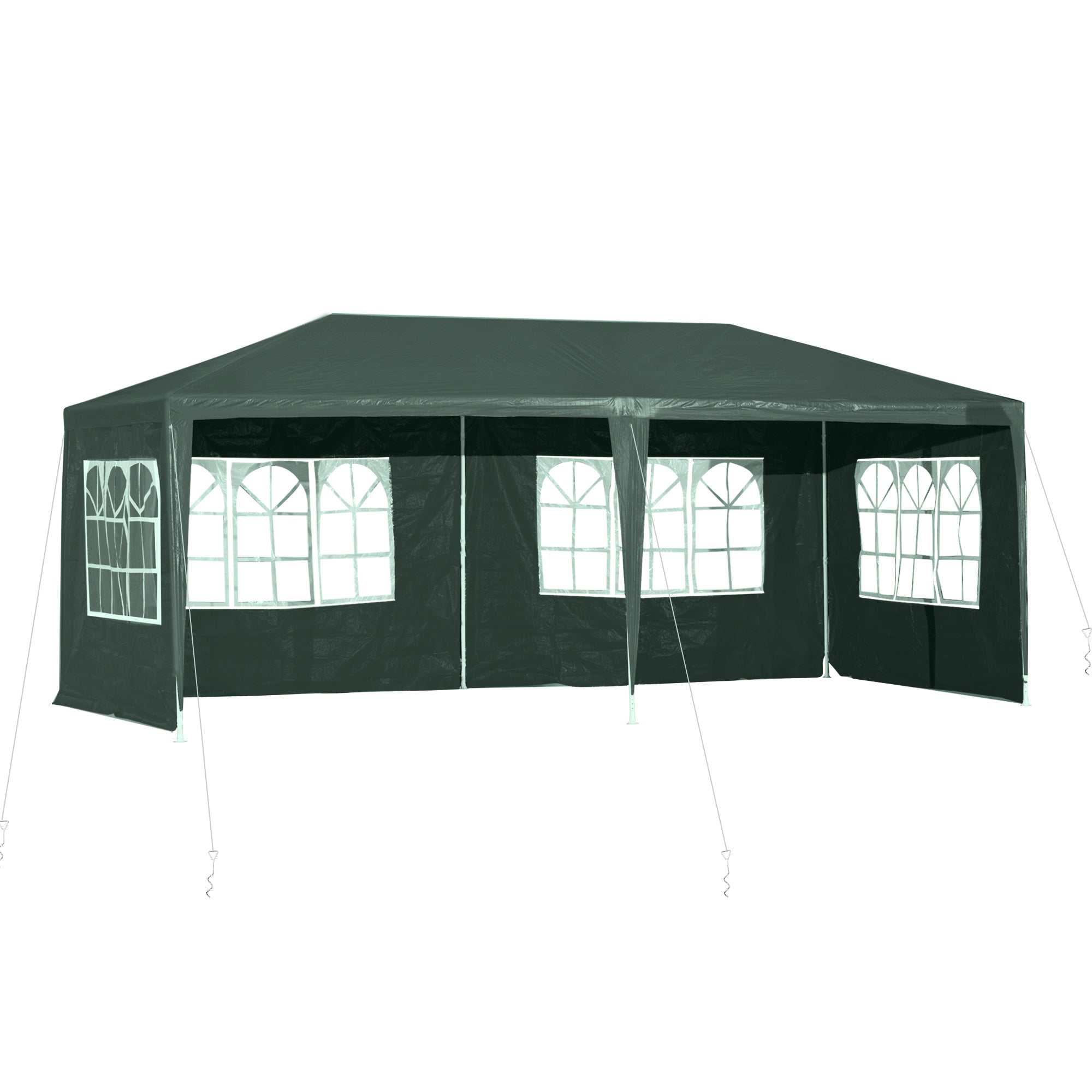 Outsunny 19' x 9' Party Tent Gazebo Canopy with 4 Removable Window Side Walls for Outdoor Event, Wind Ropes and Ground Stakes Included, Green