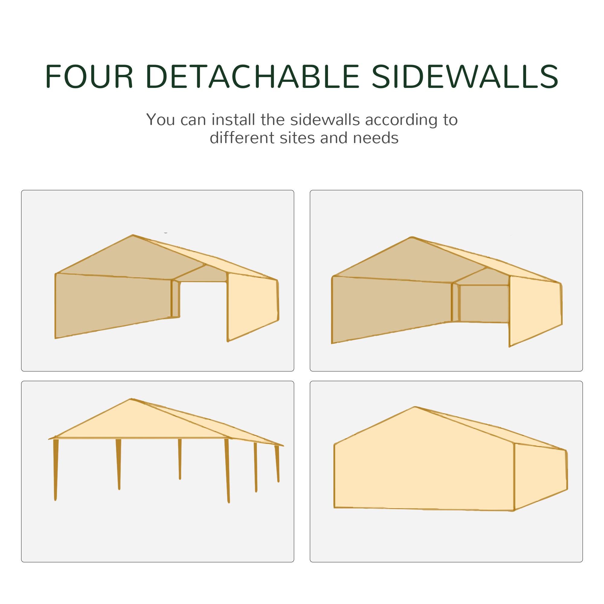 Outsunny 19' x 9' Party Tent Gazebo Canopy with 4 Removable Window Side Walls for Outdoor Event, Wind Ropes and Ground Stakes Included, Green