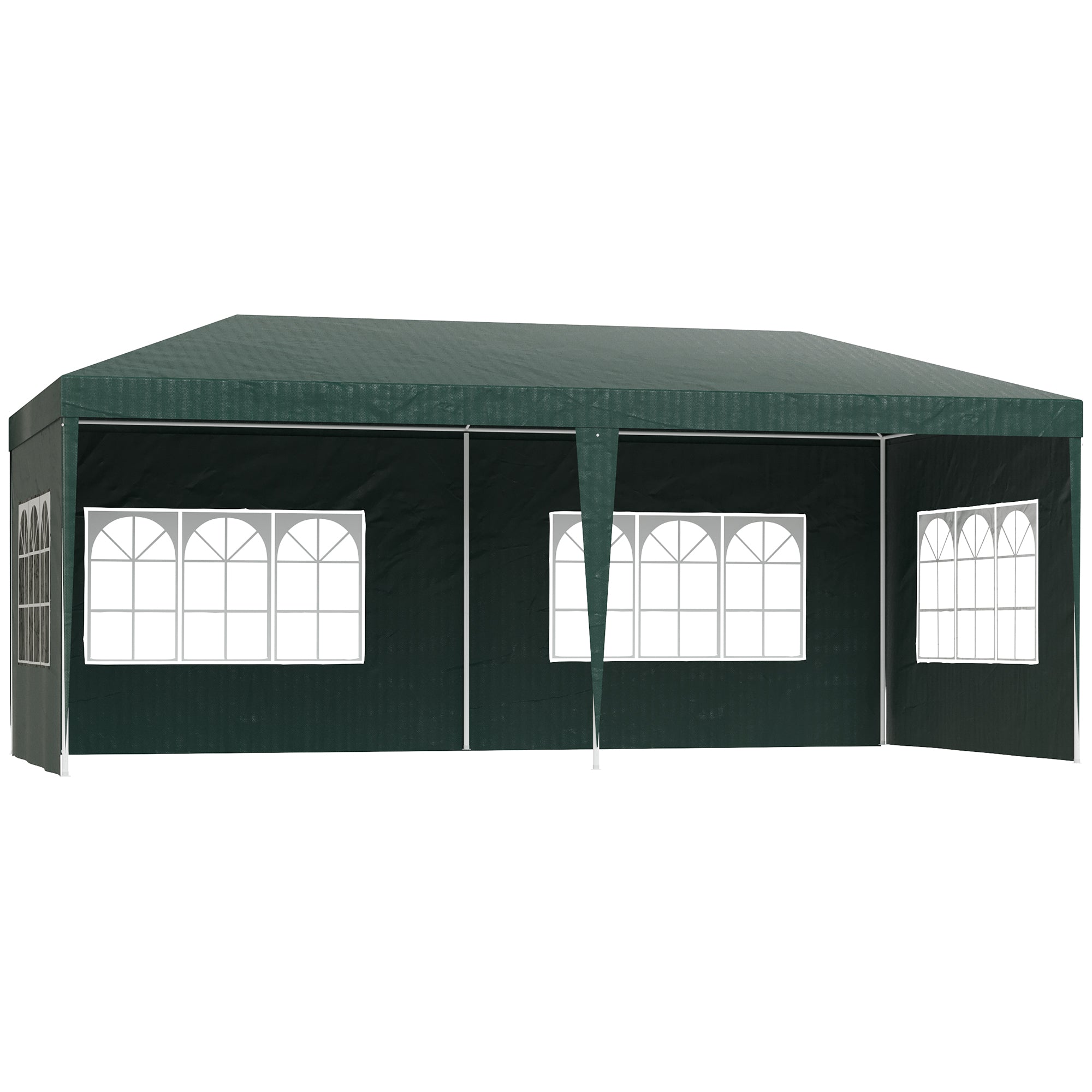Outsunny 19' x 9' Party Tent Gazebo Canopy with 4 Removable Window Side Walls for Outdoor Event, Wind Ropes and Ground Stakes Included, Green