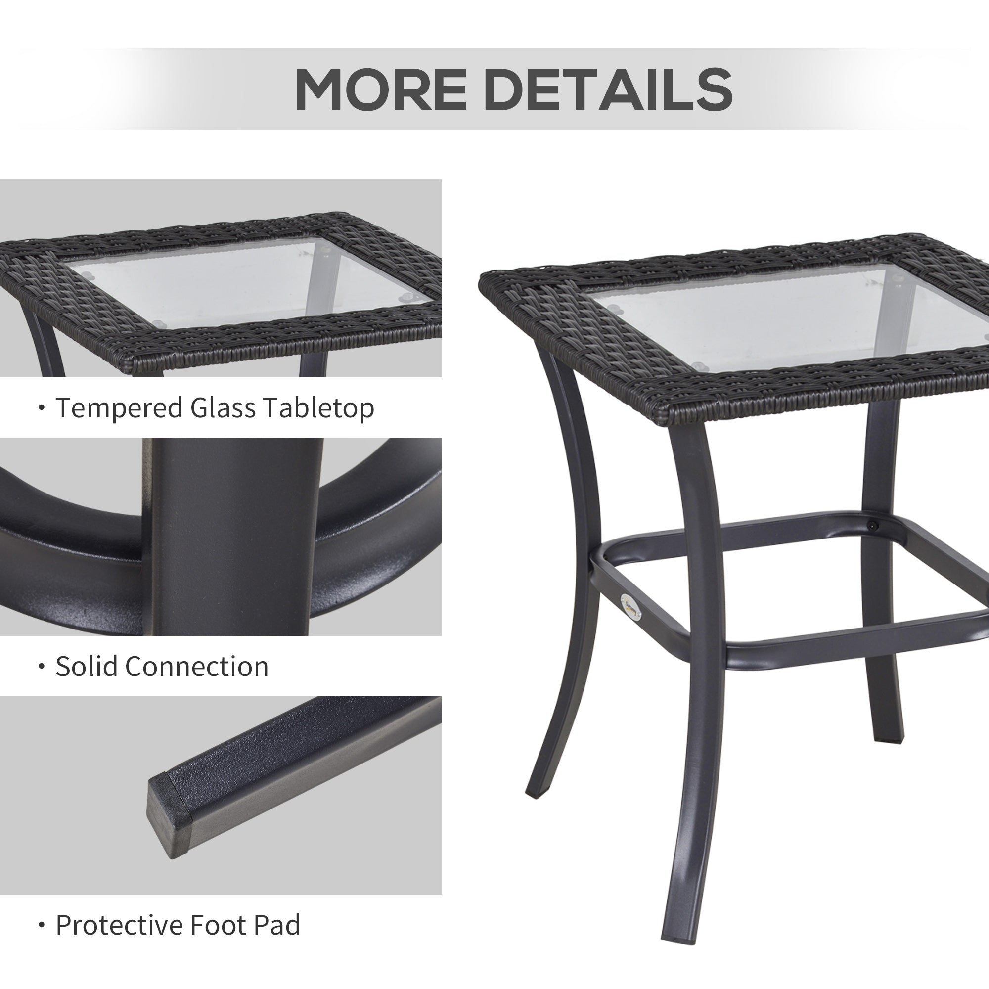 Outsunny 3 Pieces Patio Wicker Rocking Chair Set,  Outdoor PE Rattan Bistro Set Conversation Rocker Set with 2 Chairs 1 Coffee Table for Backyard, Deck, Poolside, Dark Grey