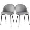 HOMCOM Modern Dining Chairs Set of 2, Mid-Back Velvet Upholstered Kitchen Chairs, Side Chair for Living Room, Dining Room, Grey