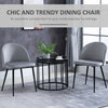 HOMCOM Modern Dining Chairs Set of 2, Mid-Back Velvet Upholstered Kitchen Chairs, Side Chair for Living Room, Dining Room, Grey