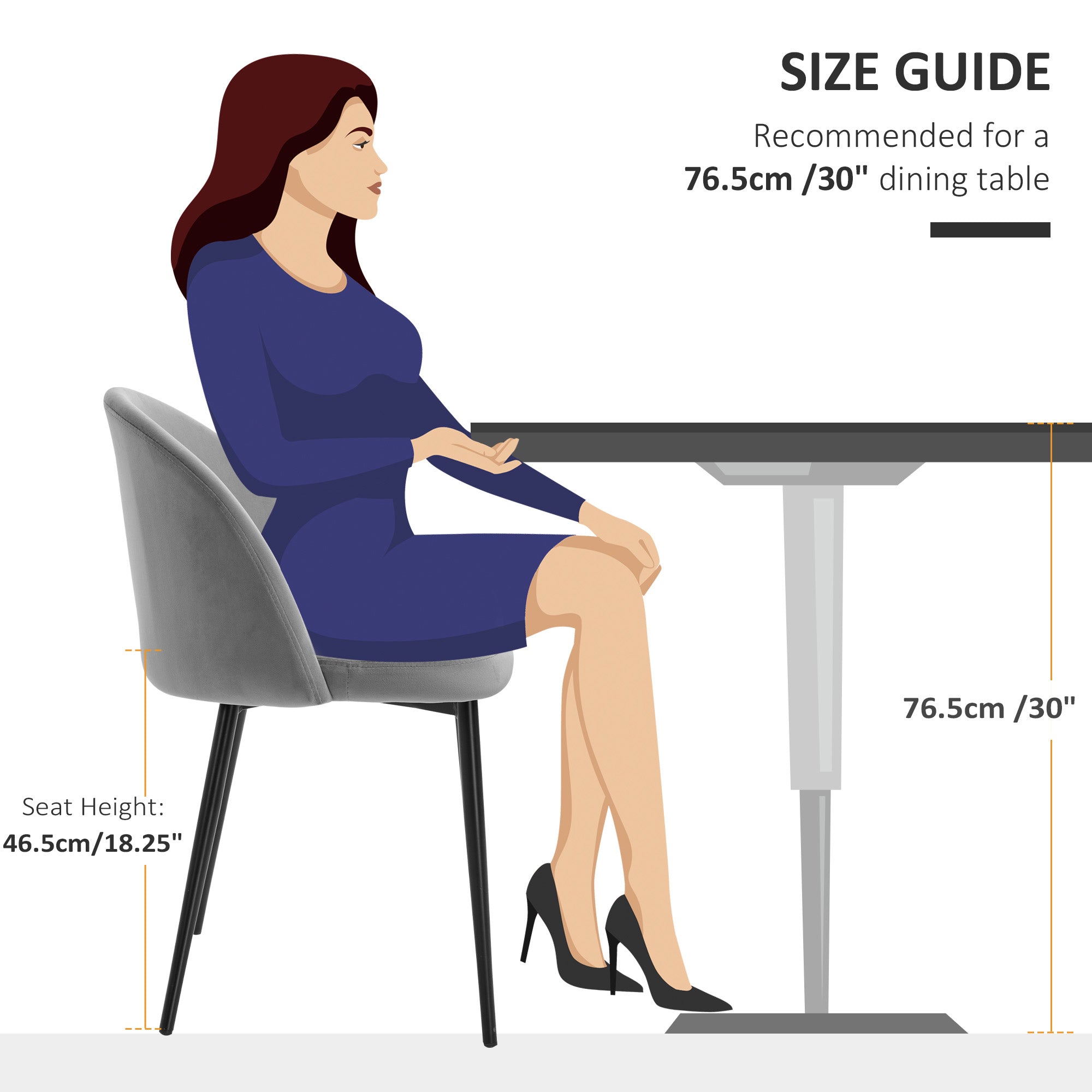 HOMCOM Modern Dining Chairs Set of 2, Mid-Back Velvet Upholstered Kitchen Chairs, Side Chair for Living Room, Dining Room, Grey