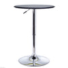 HOMCOM Round Bar Table, Adjustment Height Home Pub Bistro Table Faux Leather Covered Wooden Top Chrome Base, Black