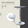 HOMCOM Round Bar Table, Adjustment Height Home Pub Bistro Table Faux Leather Covered Wooden Top Chrome Base, Black