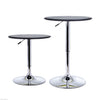 HOMCOM Round Bar Table, Adjustment Height Home Pub Bistro Table Faux Leather Covered Wooden Top Chrome Base, Black