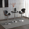 HOMCOM Round Bar Table, Adjustment Height Home Pub Bistro Table Faux Leather Covered Wooden Top Chrome Base, Black