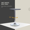 HOMCOM Round Bar Table, Adjustment Height Home Pub Bistro Table Faux Leather Covered Wooden Top Chrome Base, Black