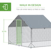 PawHut Large Metal Chicken Coop, Hen Run House with Anti-Ultraviolet Cover, Walk-in Poultry Cage for Ducks, Rabbits, Outdoor Backyard Farm, 19.7' x 9.8' x 6.4'