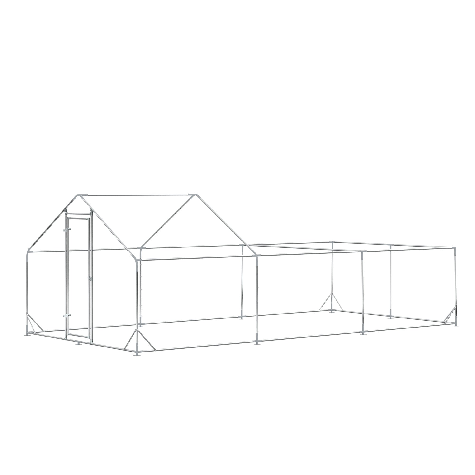 PawHut Large Metal Chicken Coop, Hen Run House with Anti-Ultraviolet Cover, Walk-in Poultry Cage for Ducks, Rabbits, Outdoor Backyard Farm, 19.7' x 9.8' x 6.4'