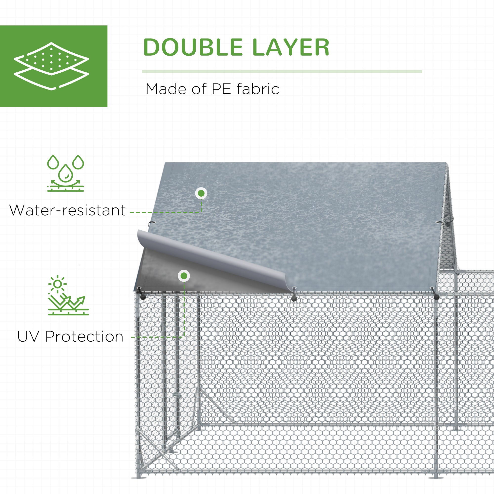 PawHut Large Metal Chicken Coop, Hen Run House with Anti-Ultraviolet Cover, Walk-in Poultry Cage for Ducks, Rabbits, Outdoor Backyard Farm, 19.7' x 9.8' x 6.4'
