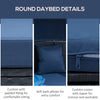 Outsunny 4 Pieces Rattan Daybed Patio PE Wicker Round Furniture Outdoor Rattan Garden Lounge Sofa Sets Sectional Conversation Set with Canopy, Cushions, & Pillows, Dark Blue