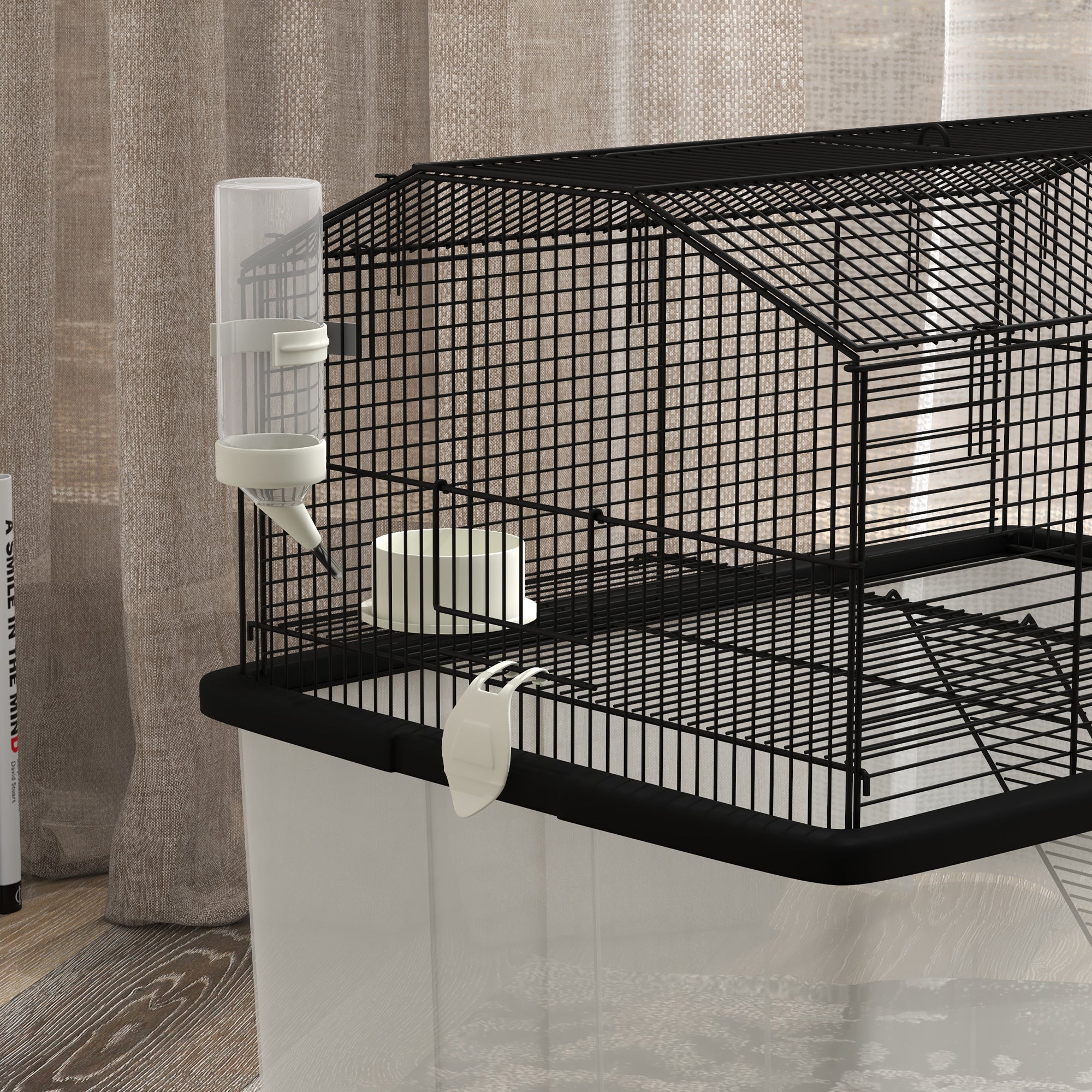 PawHut Hamster Cage with Accessories, Portable Gerbil Habitat for Dwarf Hamster and Syrian Hamster with Detachable Bottom, Ramp, Platform, Food Bowl, Water Bottle, 22