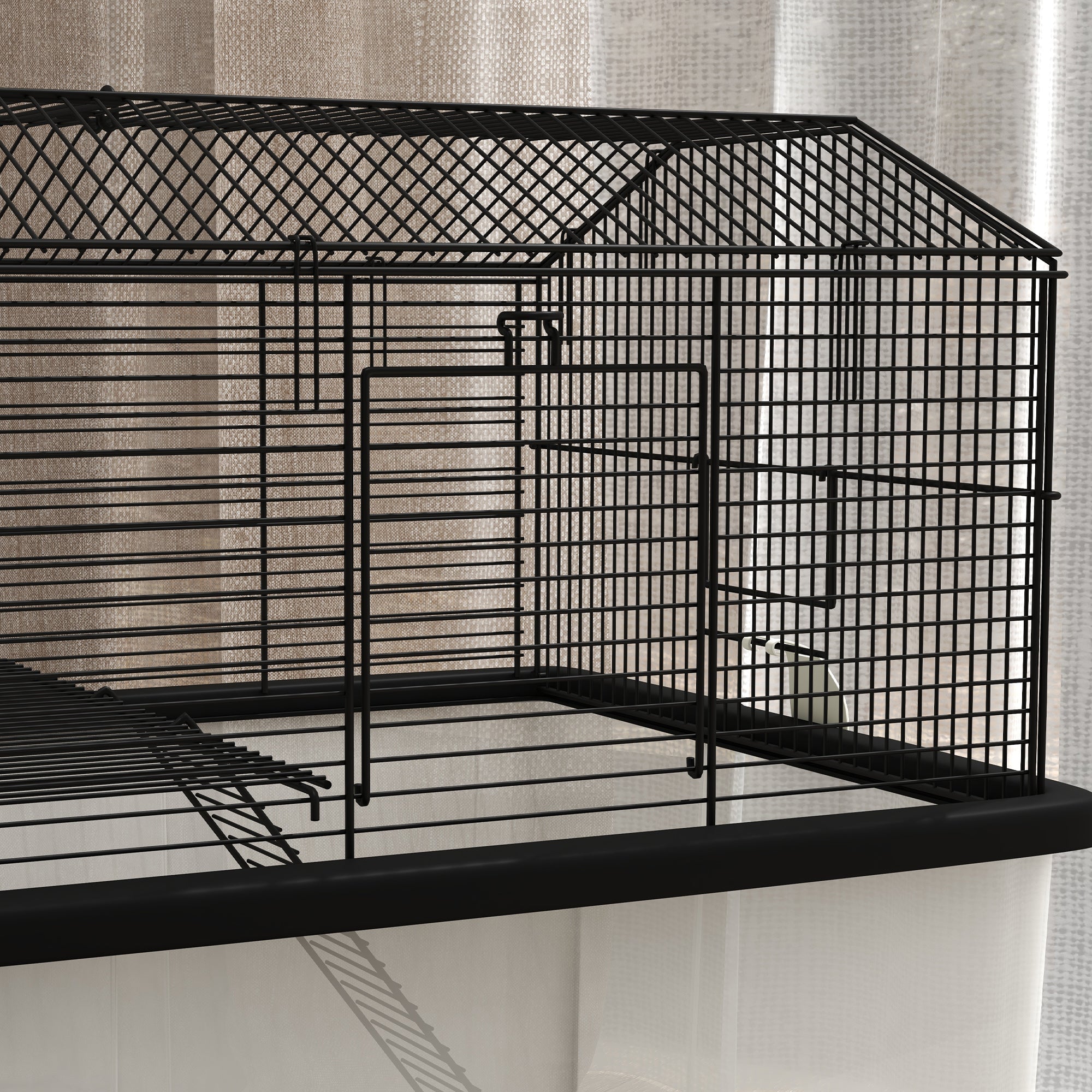 PawHut Hamster Cage with Accessories, Portable Gerbil Habitat for Dwarf Hamster and Syrian Hamster with Detachable Bottom, Ramp, Platform, Food Bowl, Water Bottle, 22