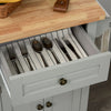 HOMCOM Kitchen Island on Wheels with Storage, Rolling Cart with Rubber wood Top, Spice Rack, Towel Rack and Drawers, Grey