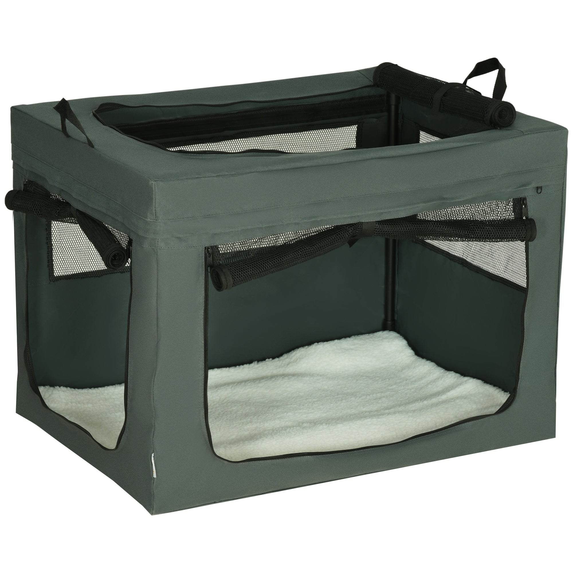PawHut 80cm Pet Carrier for Small, Medium Dogs, Portable Cat Carrier Soft Side Pet Travel Crate with Removable Mat, Carry Bag, Breathable Mesh Window Door - Grey