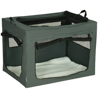 PawHut 80cm Pet Carrier for Small, Medium Dogs, Portable Cat Carrier Soft Side Pet Travel Crate with Removable Mat, Carry Bag, Breathable Mesh Window Door - Grey