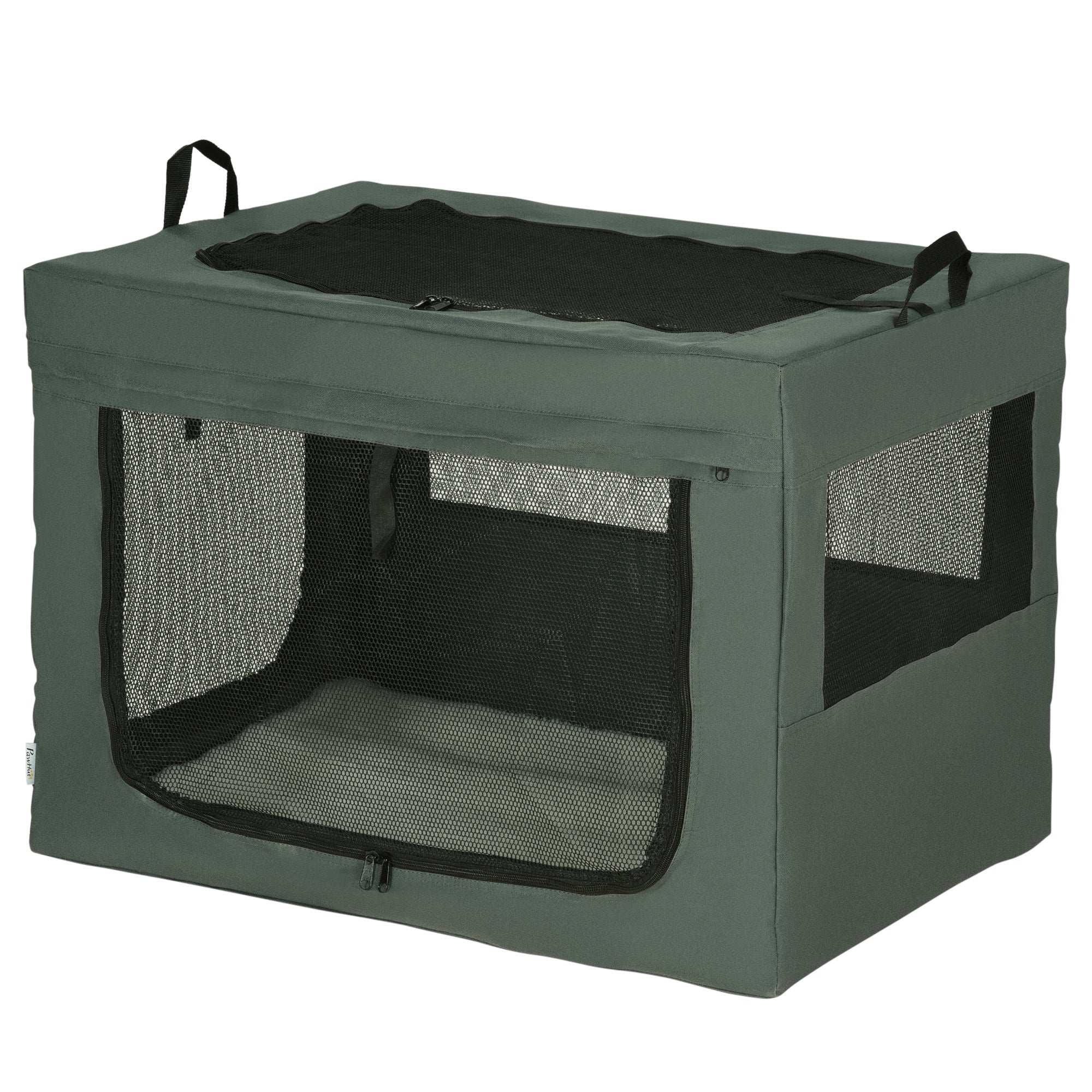 PawHut 80cm Pet Carrier for Small, Medium Dogs, Portable Cat Carrier Soft Side Pet Travel Crate with Removable Mat, Carry Bag, Breathable Mesh Window Door - Grey