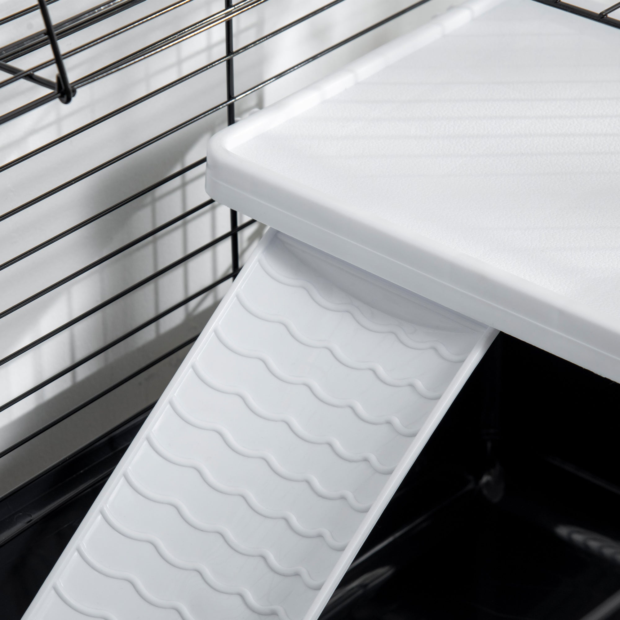 PawHut Small Animal Cage with Rolling Stand, Portable Bunny Cage with Storage Shelf, Guinea Pig Cage, Chinchilla Ferret Cage with Food Dish, Hay Feeder, Water Bottle, 39" x 22" x 36.5"