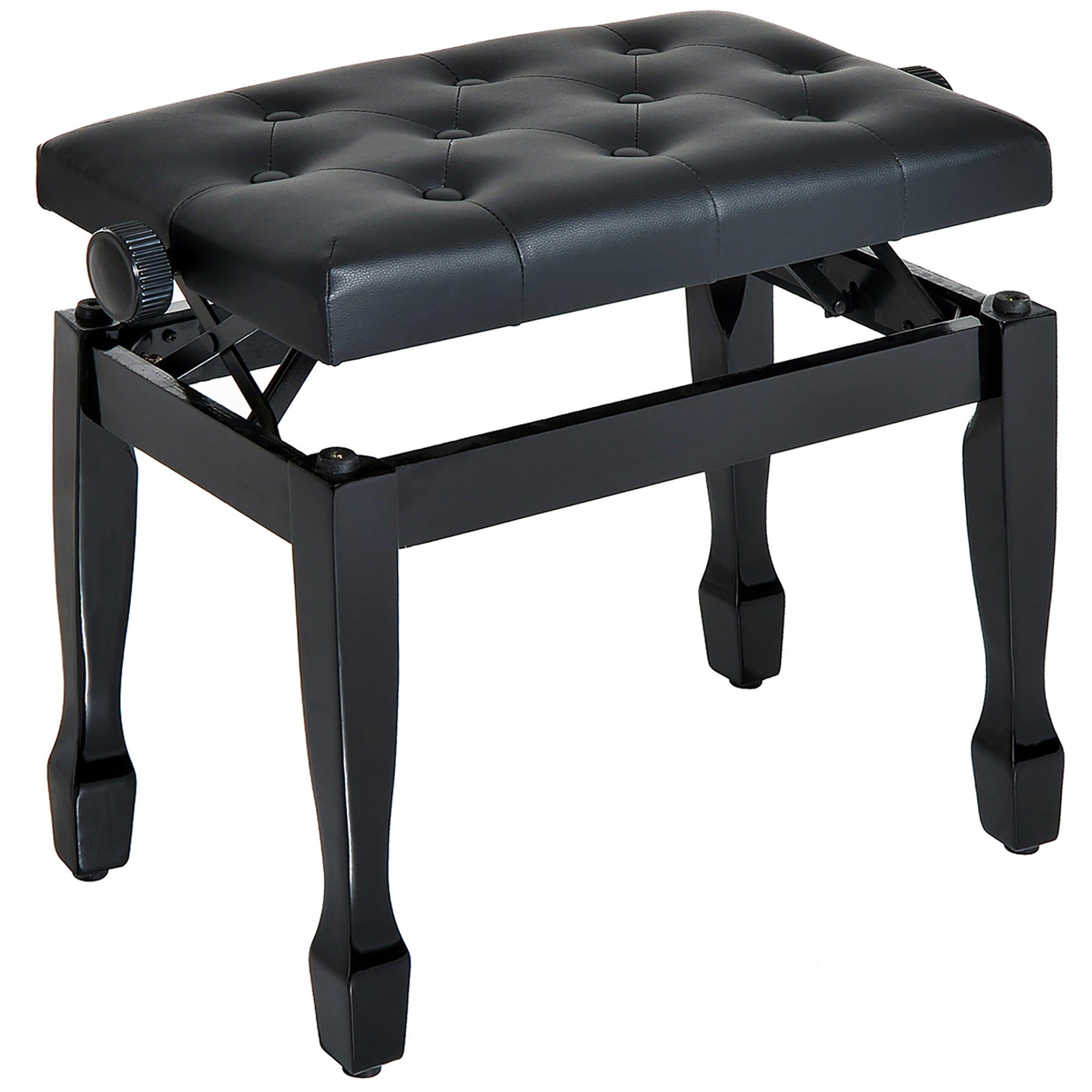 HOMCOM 25" Adjustable Padded Piano Bench Wooden Artist Keyboard Seat Stool Chair Black