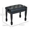 HOMCOM 25" Adjustable Padded Piano Bench Wooden Artist Keyboard Seat Stool Chair Black