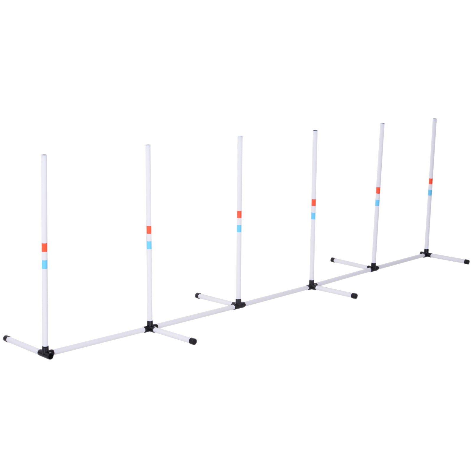 PawHut Adjustable Dog Agility Training Obstacle Set with Weaves Poles and Storage Bag for Pet Dogs Outdoor Games Exercise White