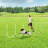 PawHut Adjustable Dog Agility Training Obstacle Set with Weaves Poles and Storage Bag for Pet Dogs Outdoor Games Exercise White