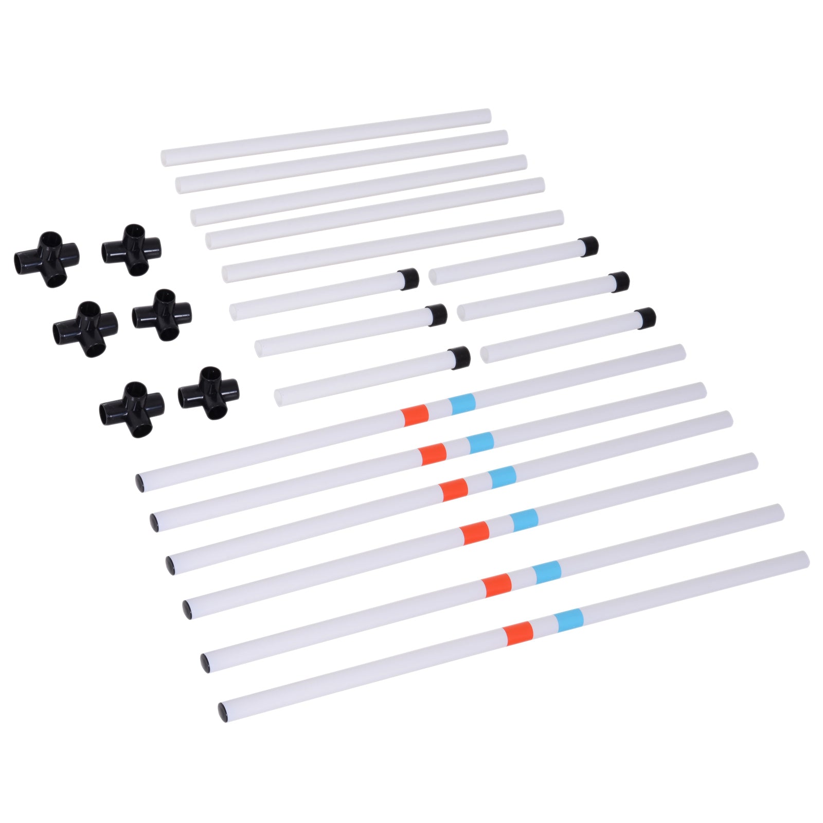 PawHut Adjustable Dog Agility Training Obstacle Set with Weaves Poles and Storage Bag for Pet Dogs Outdoor Games Exercise White