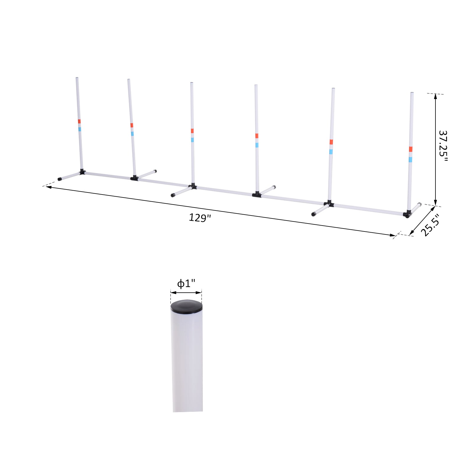 PawHut Adjustable Dog Agility Training Obstacle Set with Weaves Poles and Storage Bag for Pet Dogs Outdoor Games Exercise White