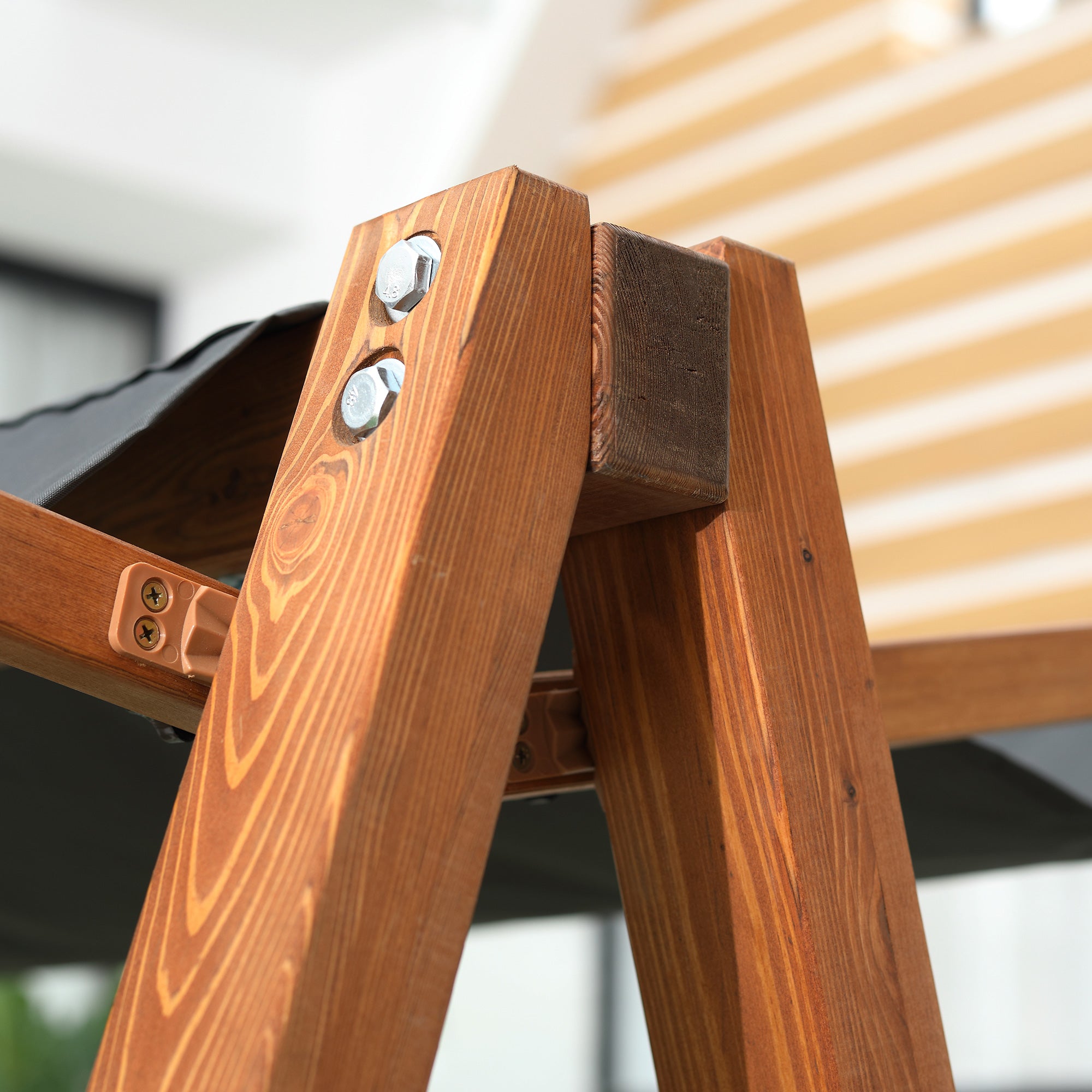 Outsunny 3 Seater Patio Swing Chair Convertible Cushioned Porch Swing Bed Outdoor Swing Seat with Canopy, Wood Frame for Porch, Backyard, Garden, Balcony, Teak and Grey