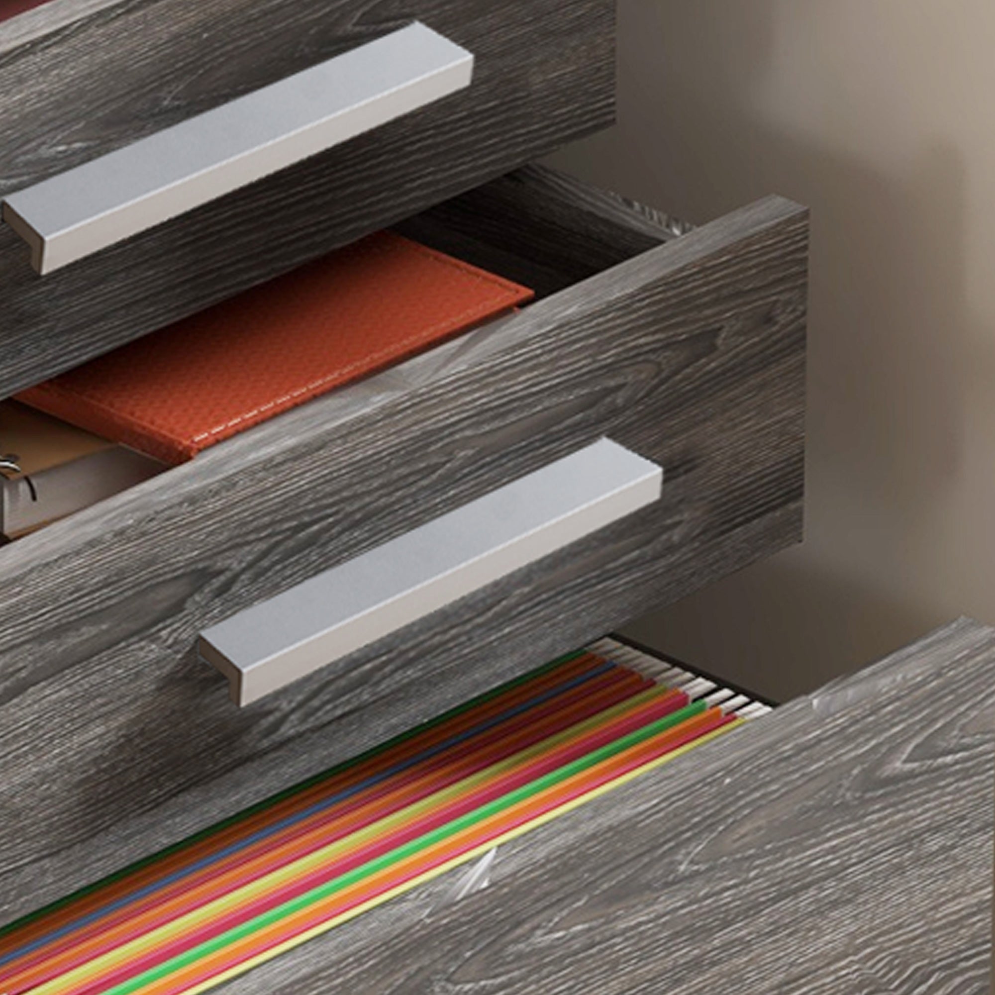 HOMCOM 3 Drawer File Cabinet with Lock and Edged Top, Lockable Filing Cabinet on Wheels with Hanging Bars for Letter and A4 Size, Grey