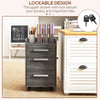 HOMCOM 3 Drawer File Cabinet with Lock and Edged Top, Lockable Filing Cabinet on Wheels with Hanging Bars for Letter and A4 Size, Grey
