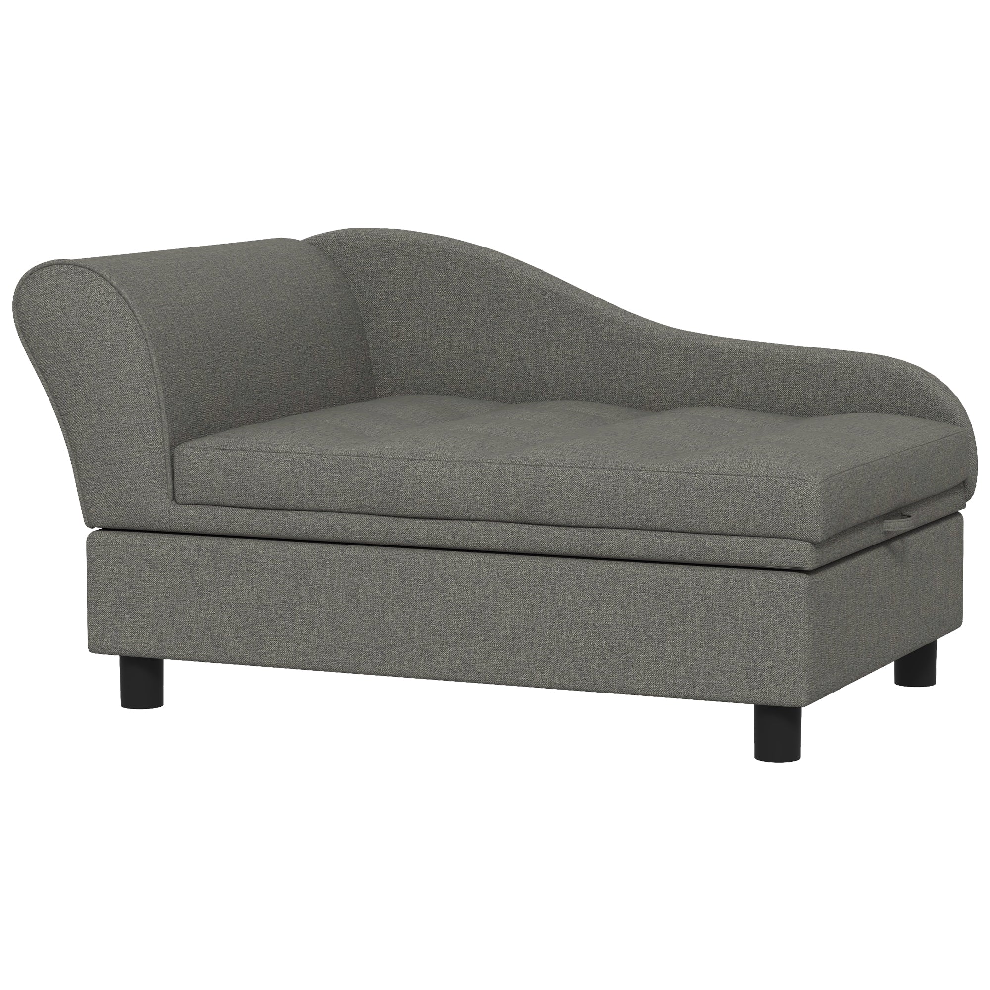 PawHut Pet Sofa, Dog Couch, Elevated Pet Bed for Small Dogs, with Hidden Storage, Soft Tufted Cushion, Gray