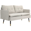 HOMCOM 55" Loveseat Sofa for Bedroom, Modern Love Seats Furniture with Button Tufting, Upholstered Small Couch for Living Room, Small Space, Cream White