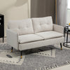 HOMCOM 55" Loveseat Sofa for Bedroom, Modern Love Seats Furniture with Button Tufting, Upholstered Small Couch for Living Room, Small Space, Cream White