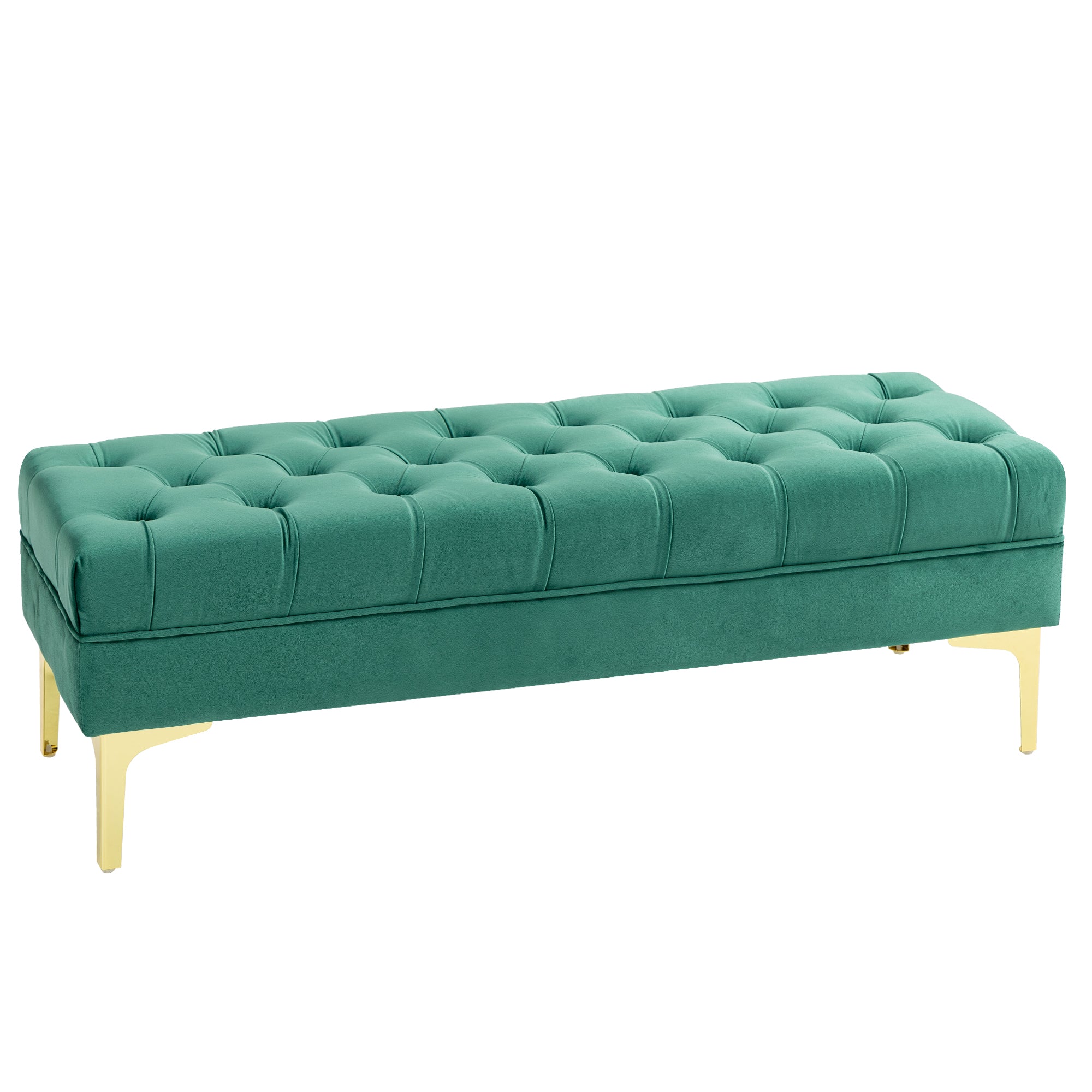HOMCOM Velvet Upholstered Bench Seat, End of Bed Bench, Entryway Shoe Bench with Button Tufted for Living Room, Bedroom, Dark Green