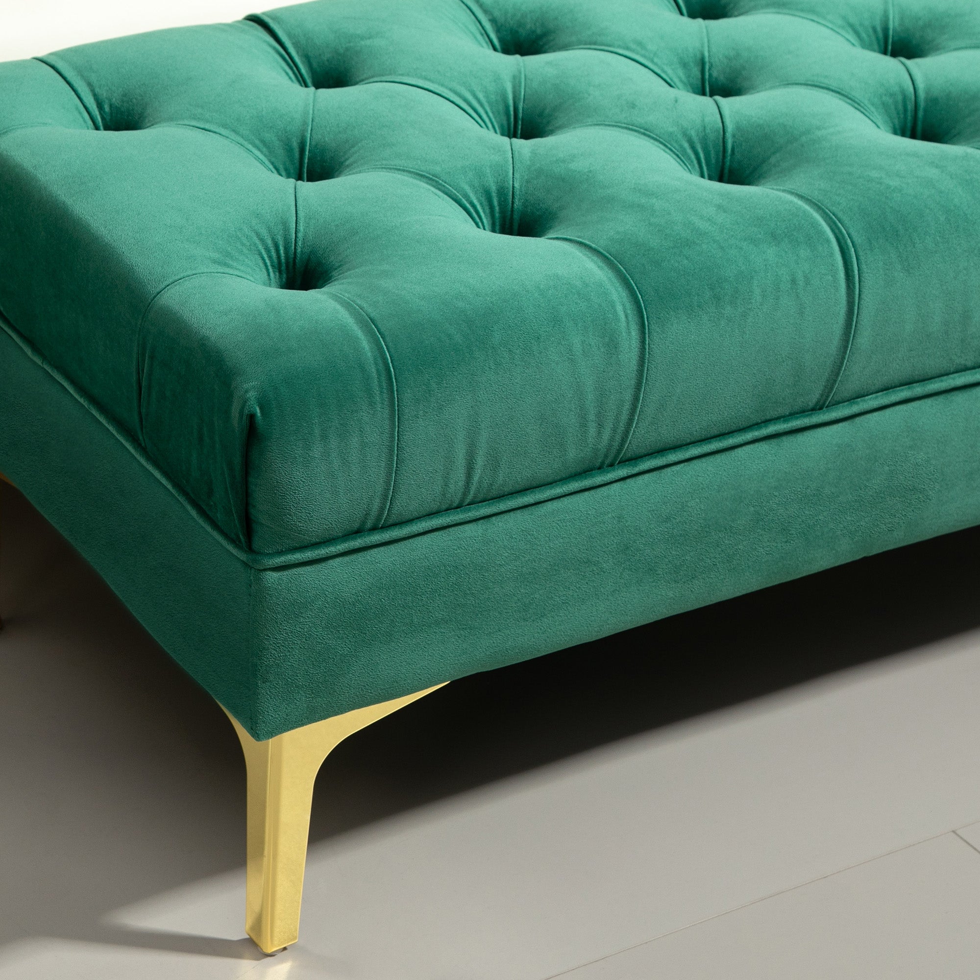 HOMCOM Velvet Upholstered Bench Seat, End of Bed Bench, Entryway Shoe Bench with Button Tufted for Living Room, Bedroom, Dark Green
