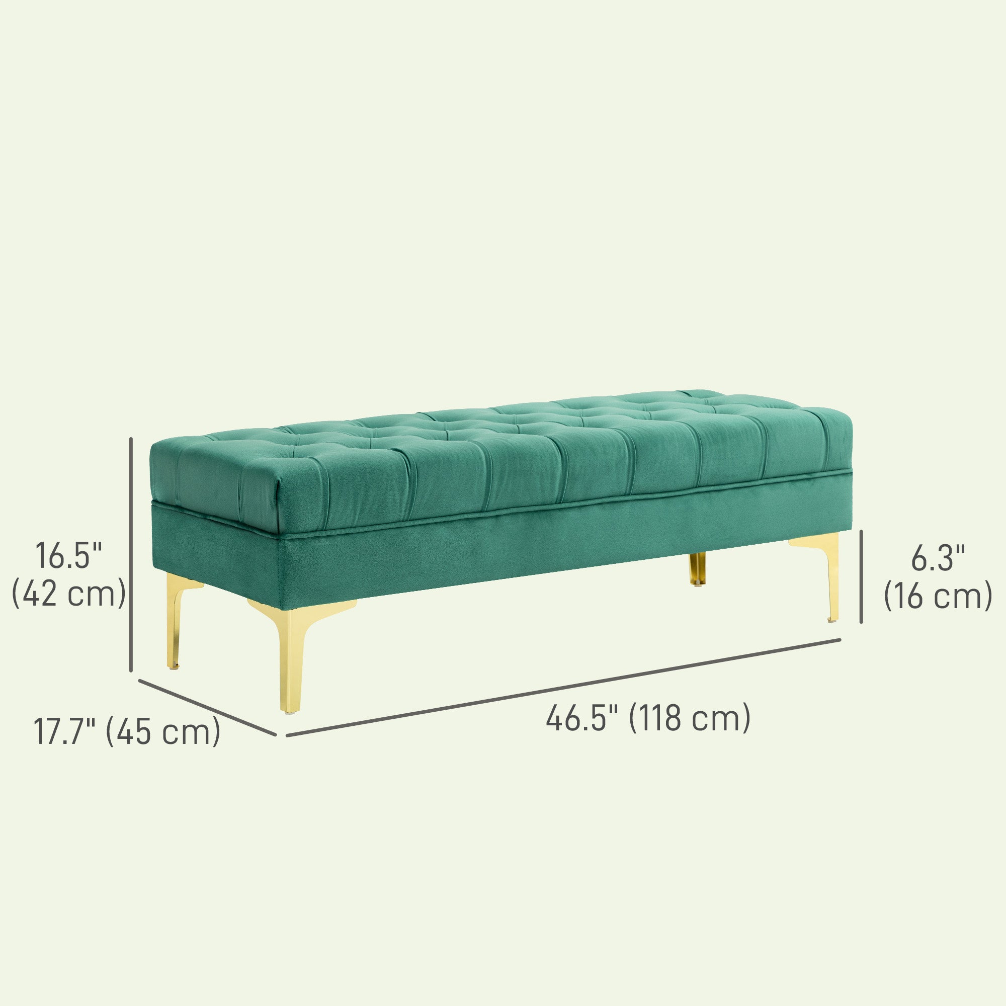 HOMCOM Velvet Upholstered Bench Seat, End of Bed Bench, Entryway Shoe Bench with Button Tufted for Living Room, Bedroom, Dark Green