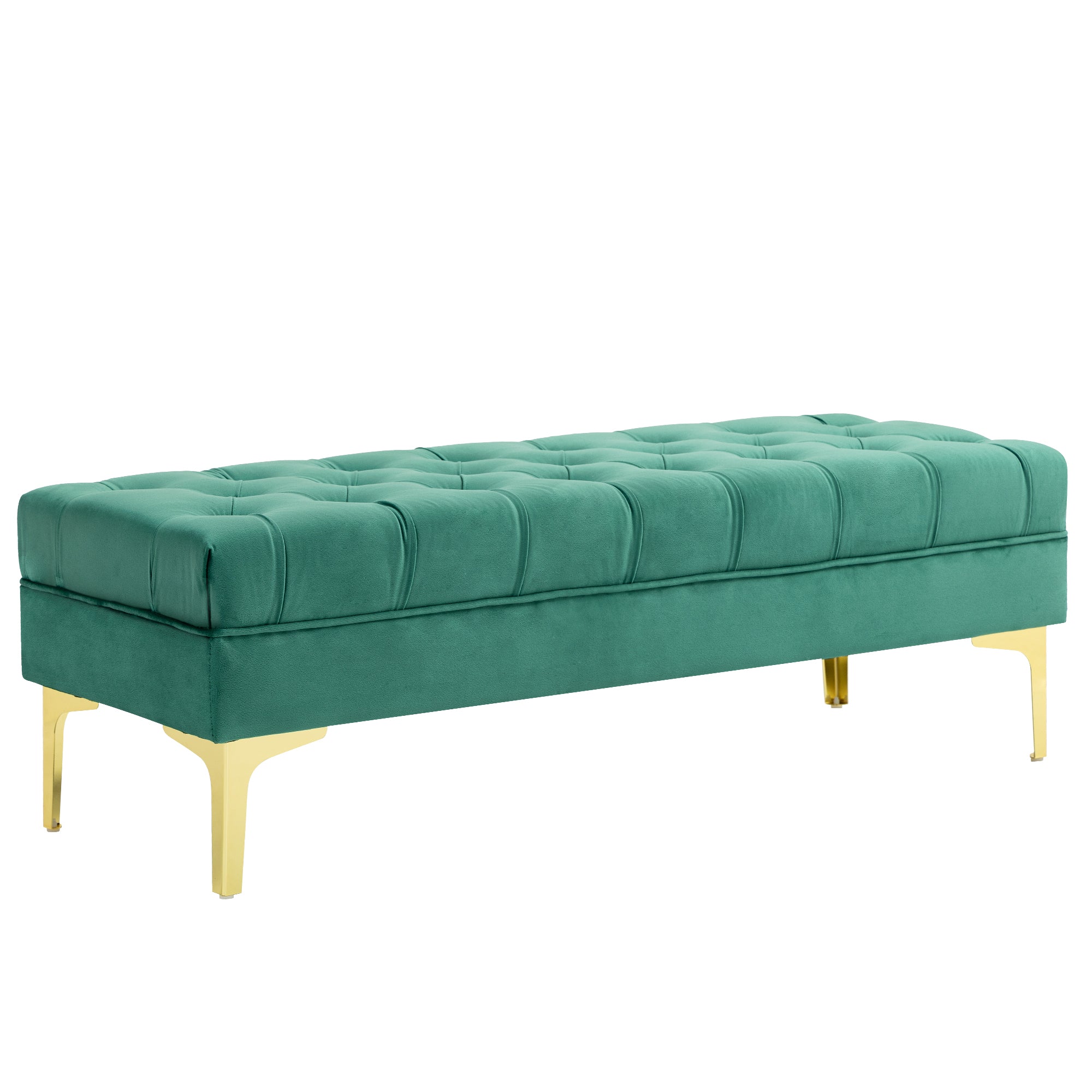 HOMCOM Velvet Upholstered Bench Seat, End of Bed Bench, Entryway Shoe Bench with Button Tufted for Living Room, Bedroom, Dark Green