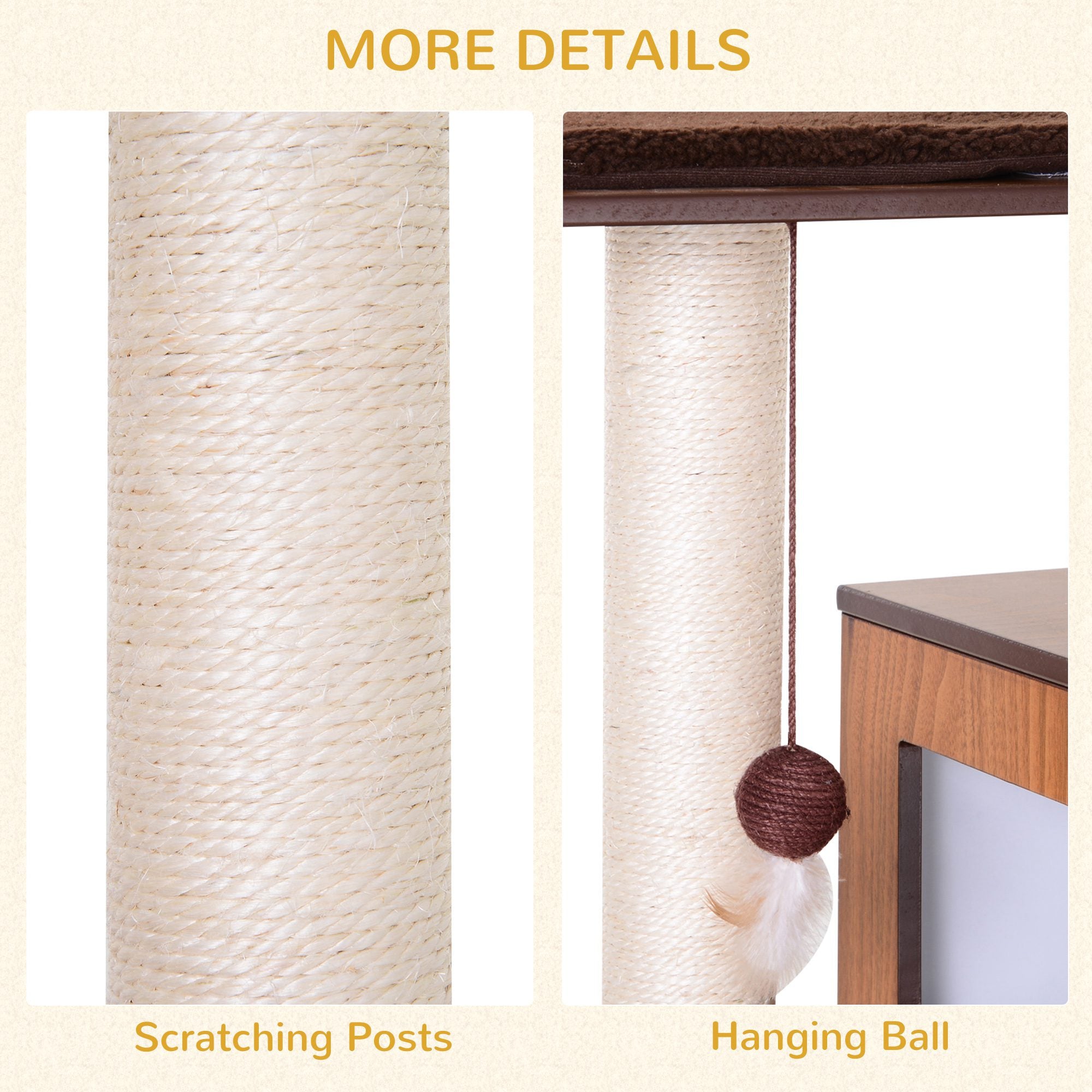 PawHut 57" Cat Tree Tower, Large Cat Condo Furniture, Multi-Level Cat Tower with Scratching Posts, Perches, Removable Mats, Bottom House with Door