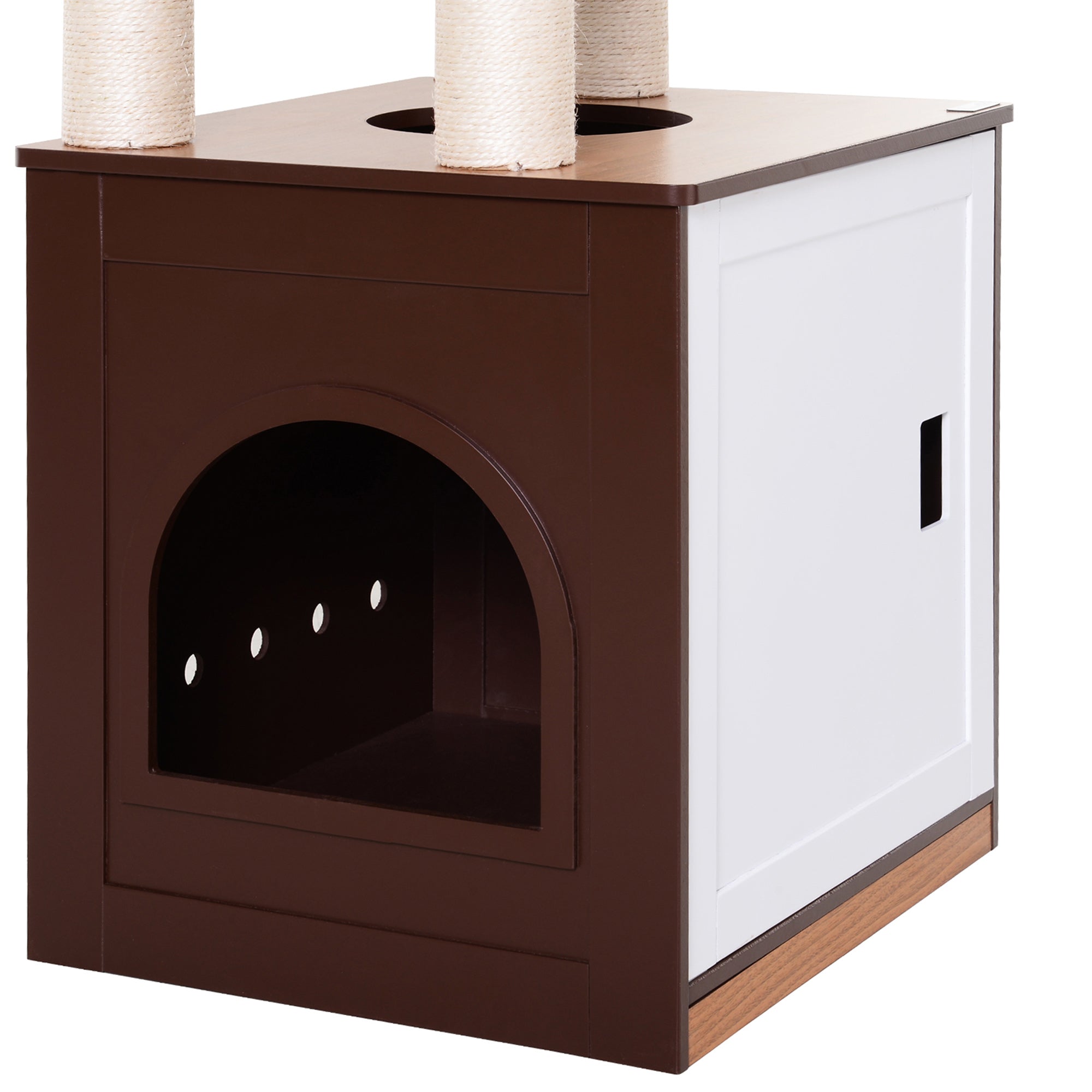 PawHut 57" Cat Tree Tower, Large Cat Condo Furniture, Multi-Level Cat Tower with Scratching Posts, Perches, Removable Mats, Bottom House with Door